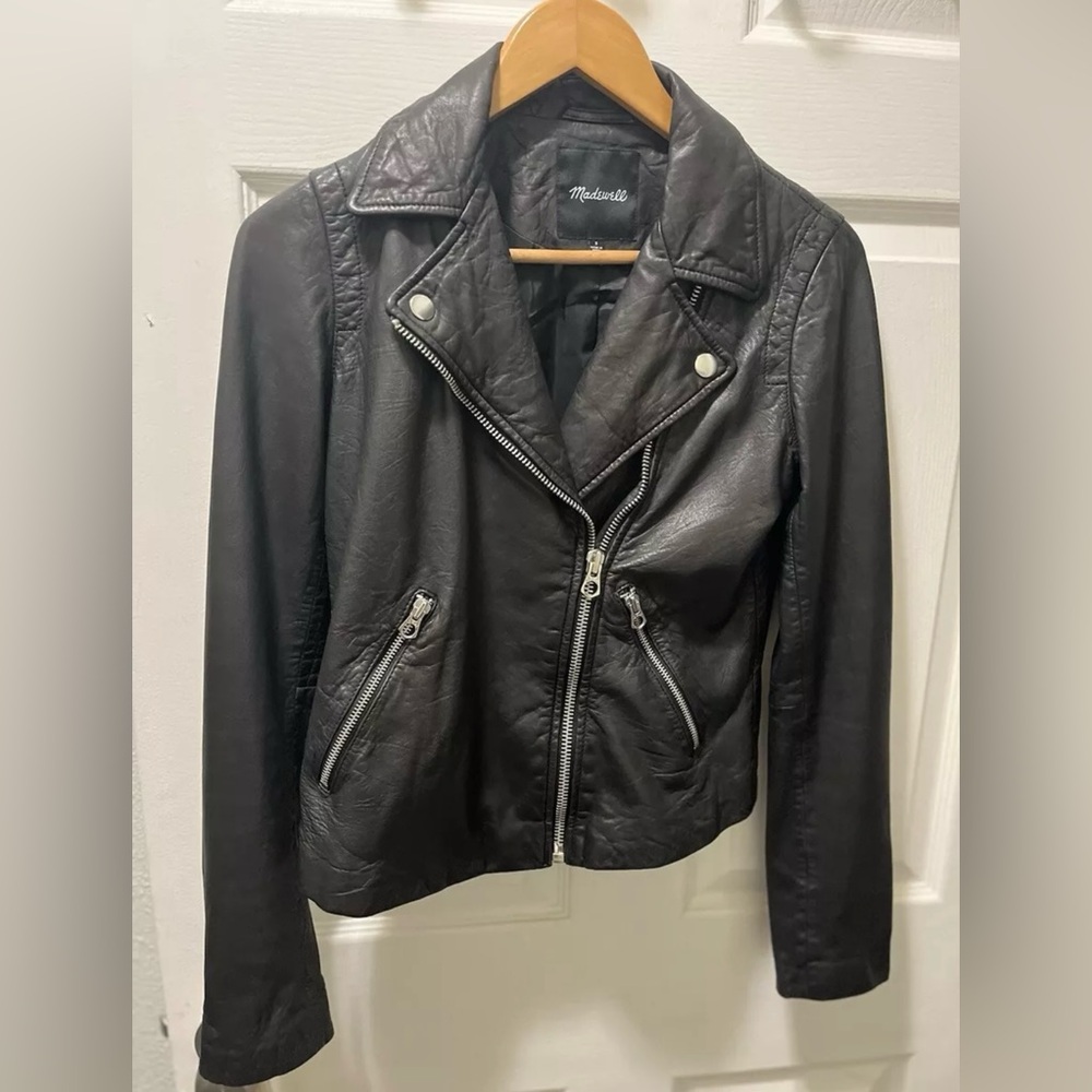 Madewell The Washed Leather Motorcycle Jacket Black